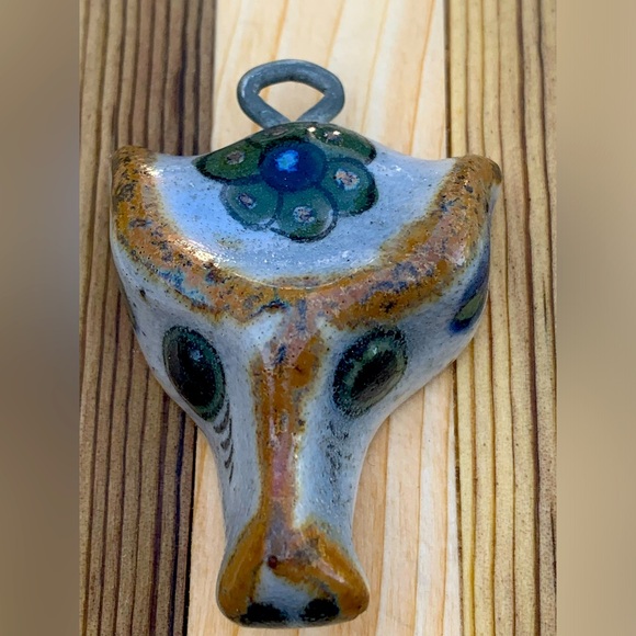 Mexican Ceramic Wolf Dog Pendant - Picture 1 of 6
